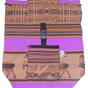 Handmade wool backpack with traditional peruvian