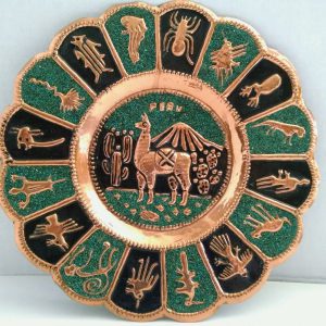 Peruvian art decorative hanging bronze plate