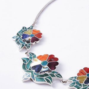 Silver necklace depicting Nasturtium Flower