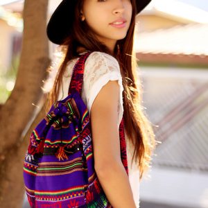 Handmade Peruvian purple backpack